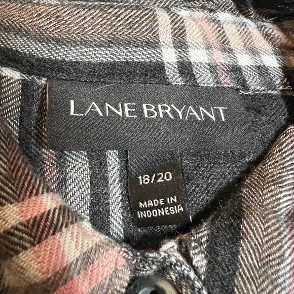 Lane Bryant Plaid Button Down Shirt Size 18/20 Roll Tab Sleeve Preppy Hipster - Picture 4 of 10